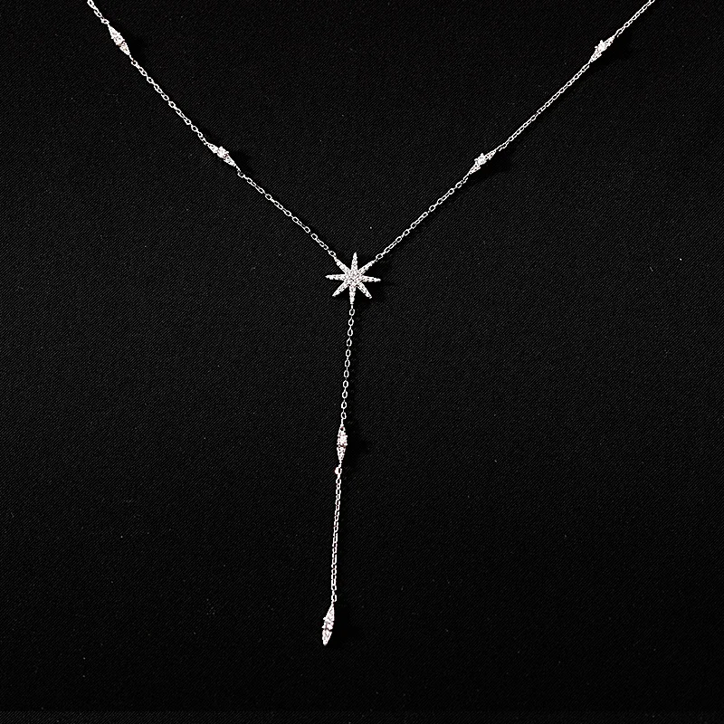 Trendy Pendant 925 Sterling Chain Necklace Maple leaf Shape AAA Zircon Shiny Jewelry For Women Holiday Gift Mother Gift