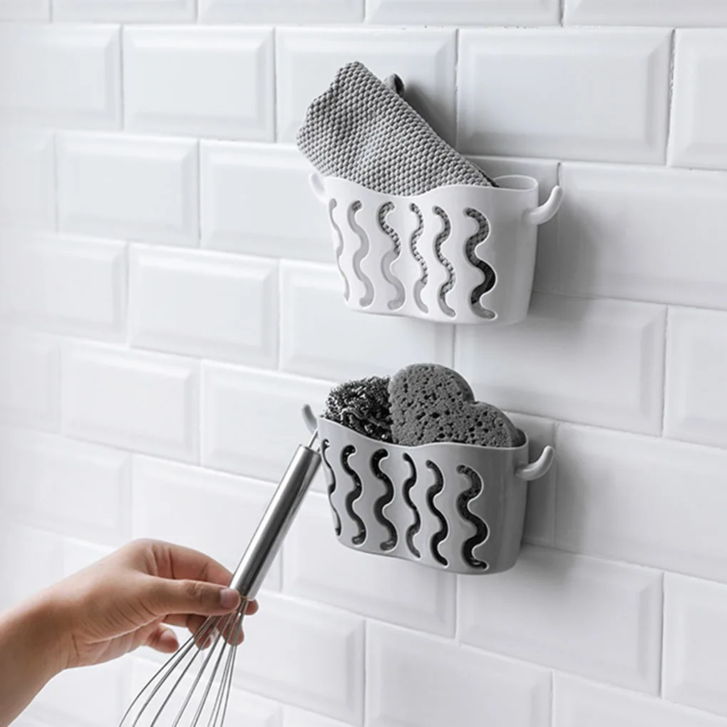 Bathroom Shelf Organizer Kithchen Sink Wall Suction Corner Storage Holder Shelves Punch-Free Strainer Storage Holder Basket 1pc