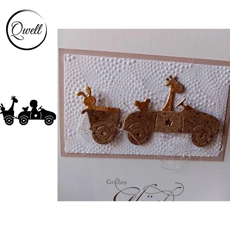 QWELL детские мальчик с жирафом корзины металла резки штампы для скрапбукинга и карты делая бумагу тиснение ремесло Новый 2020 высечки