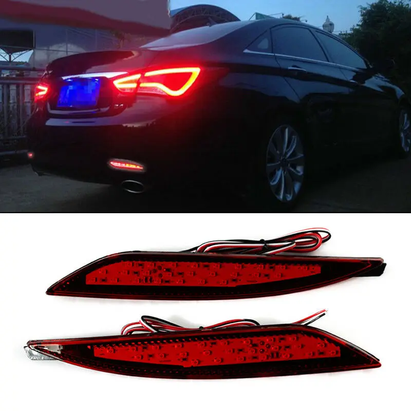 

OKEEN Car LED Rear Bumper Reflector Lights For Hyundai Sonata 8th 2011 2012 2013 2014 Tail Light Red Driving Brake Warning Lamp