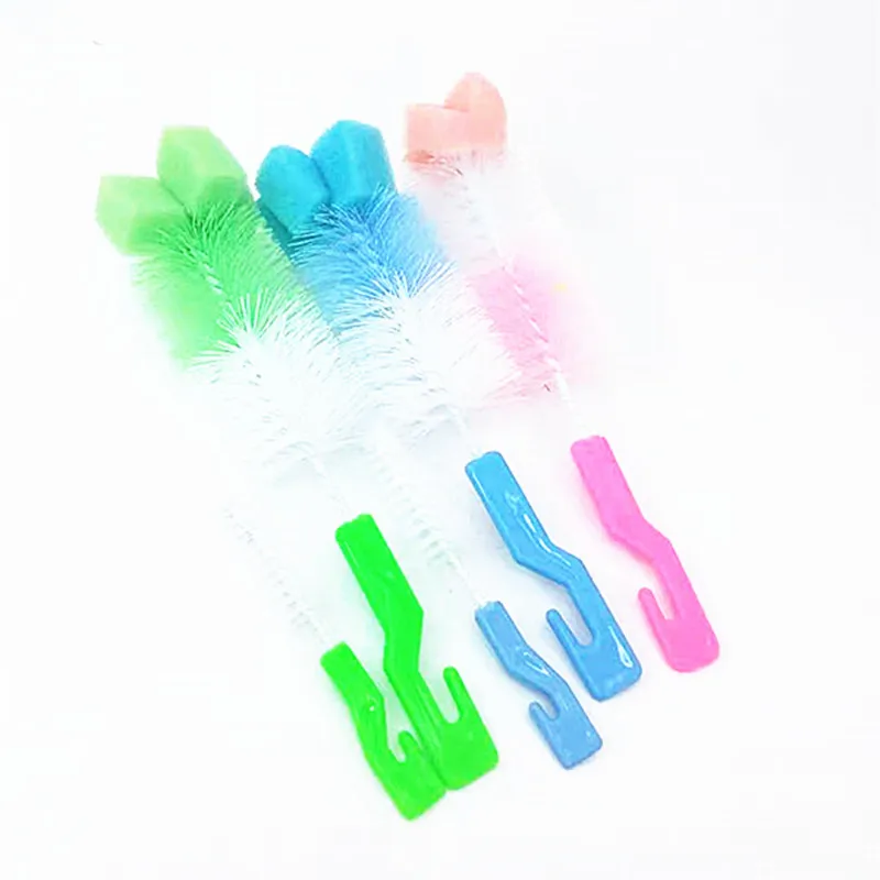 2Pcs/set Baby Nipple Milk Bottle Brushes Sponge Plastic Cleaning Set 360 Degree Sponge Cleaner + Pacifier Brush