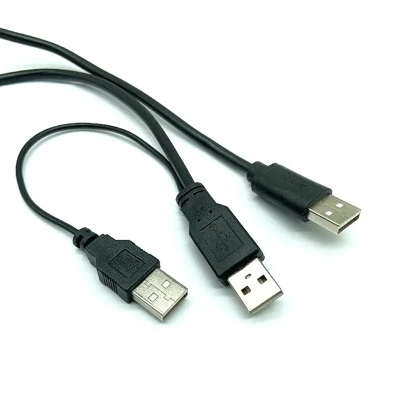 USB 2.0 Type A Male to Dual USB A Male Y Splitter Cable Cord Black 70cm