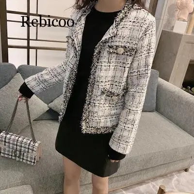 

Short woolen coat female autumn and winter jacket women elegant ladies rough tweed small fragrance suit coat cardigan