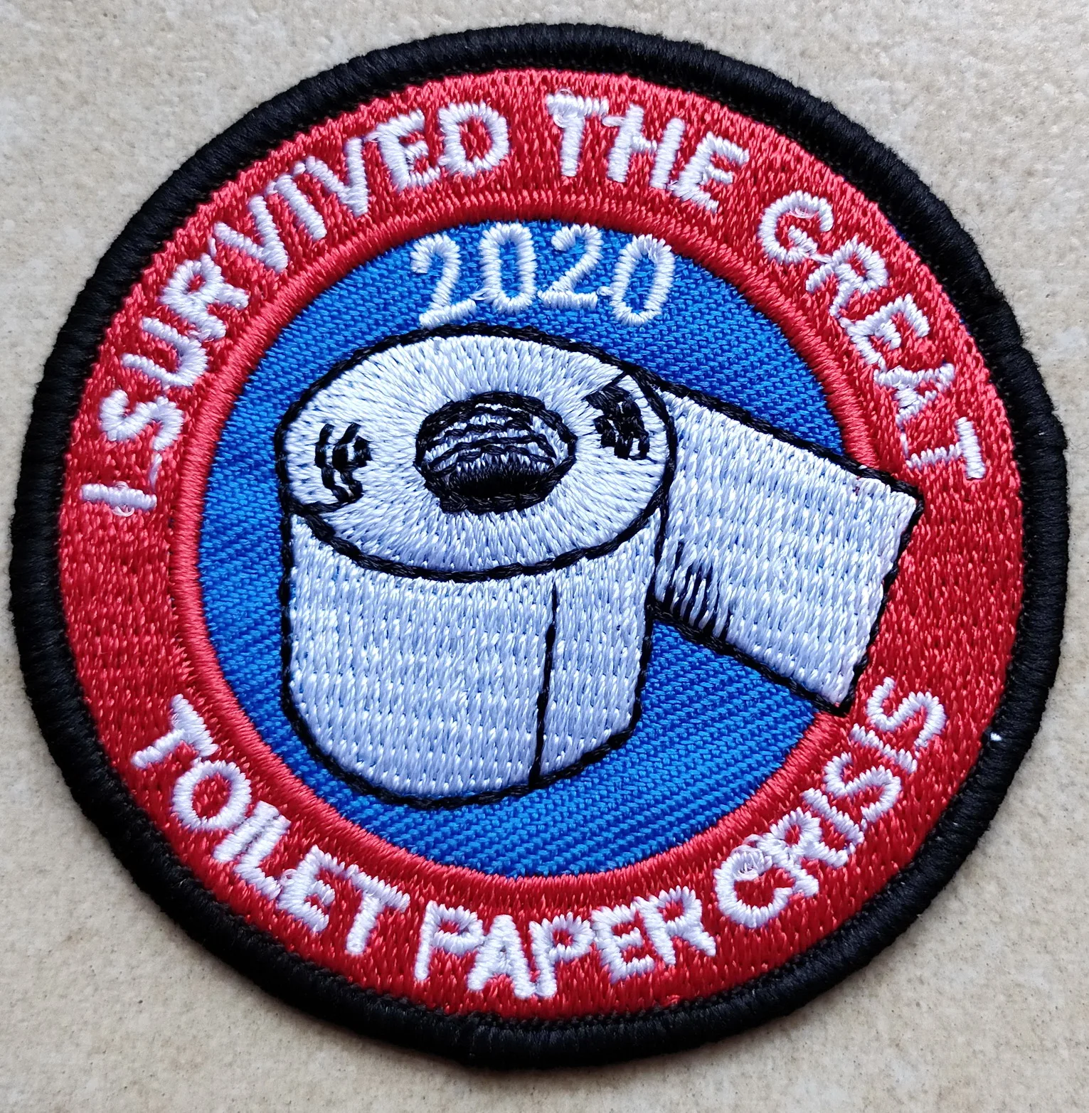 100x I SURVIVED THE GREAT TOILET PAPER CRISIS 2020 EMBROIDERED PATCH - IRON ON (≈ 6.4 cm)