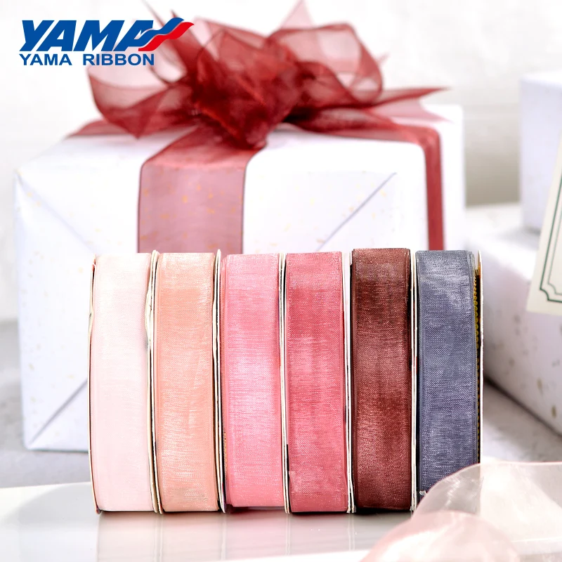 YAMA-Ruban en soie organza, noir, blanc, couleur rouge, couleur unie, emballage transparent, 800yards/lot pour la décoration, rubans pelucheux, 1/8 ",