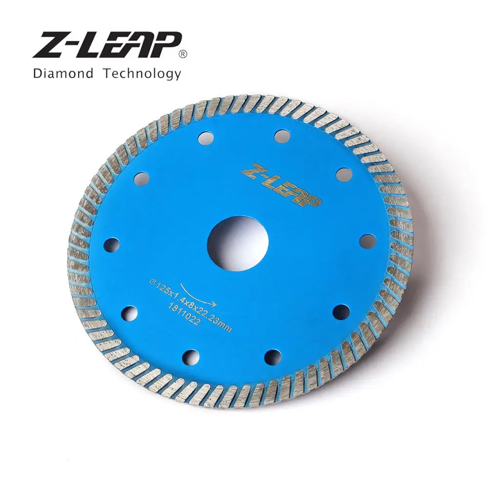 Z-LEAP 5 Inch Diamond Cutting Saw Blade 125mm Turbo Teeth Cutting Disc With Cooling Holes For Granite Marble Sandstone Concrete