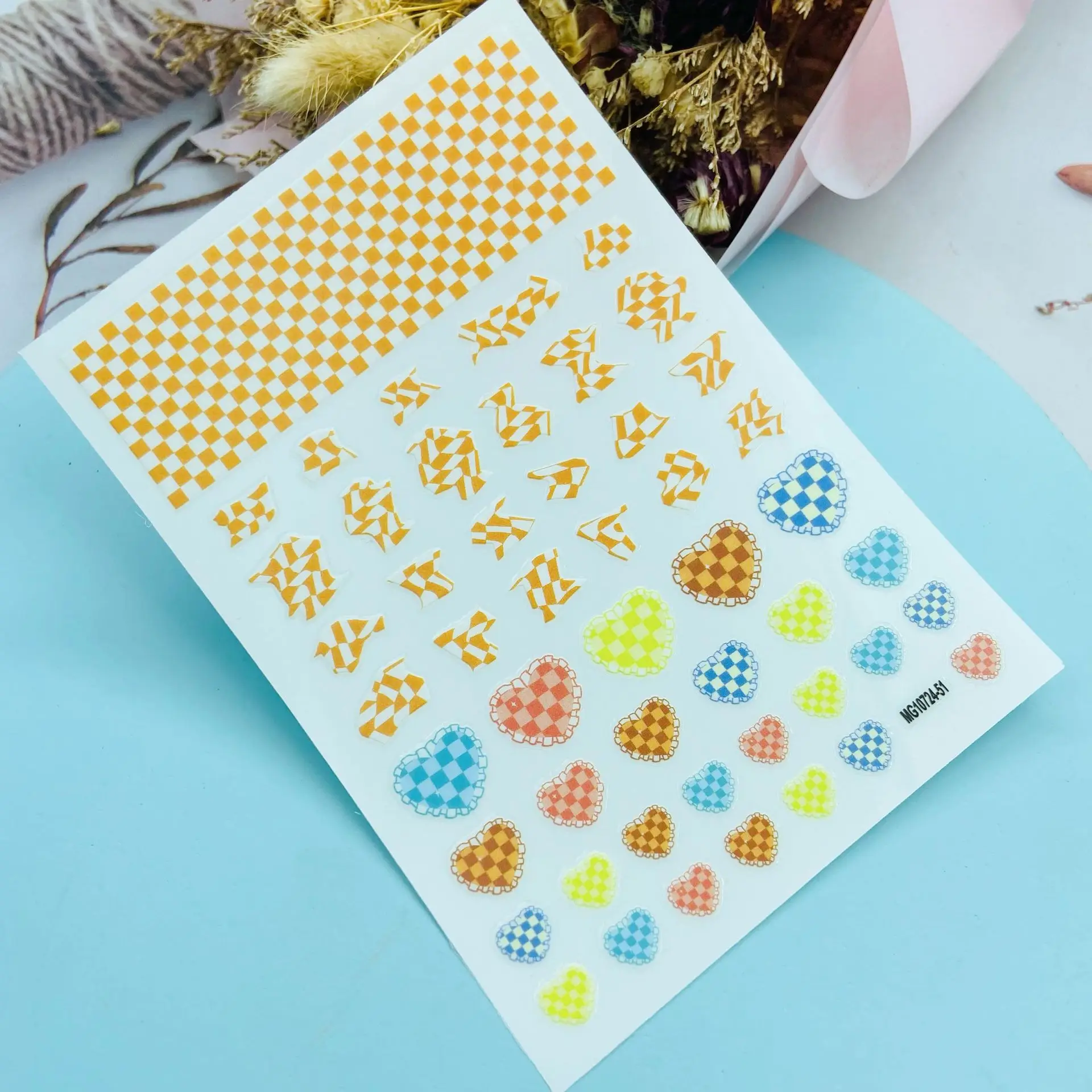 Japanse Stijl Mode Nieuwe Aankomst 3d Diy Nail Stickers Dunne Licht Traceless Clored Plaid Droog Nail Decals Manicure Nail Folies