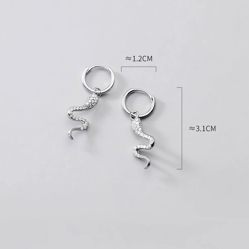 MIQIAO 2021 New 925 Sterling Silver Snake Earrings Buckle For Women Punk Zircon Female Fashion Jewelry Unusual Pretty Gift