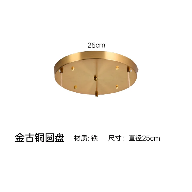 Golden Ceiling Disc Long Strip Round 3 Holes Heads Hanging Lamp Ceiling Plate Suspension Luminaire Accessories Black Metal Tray