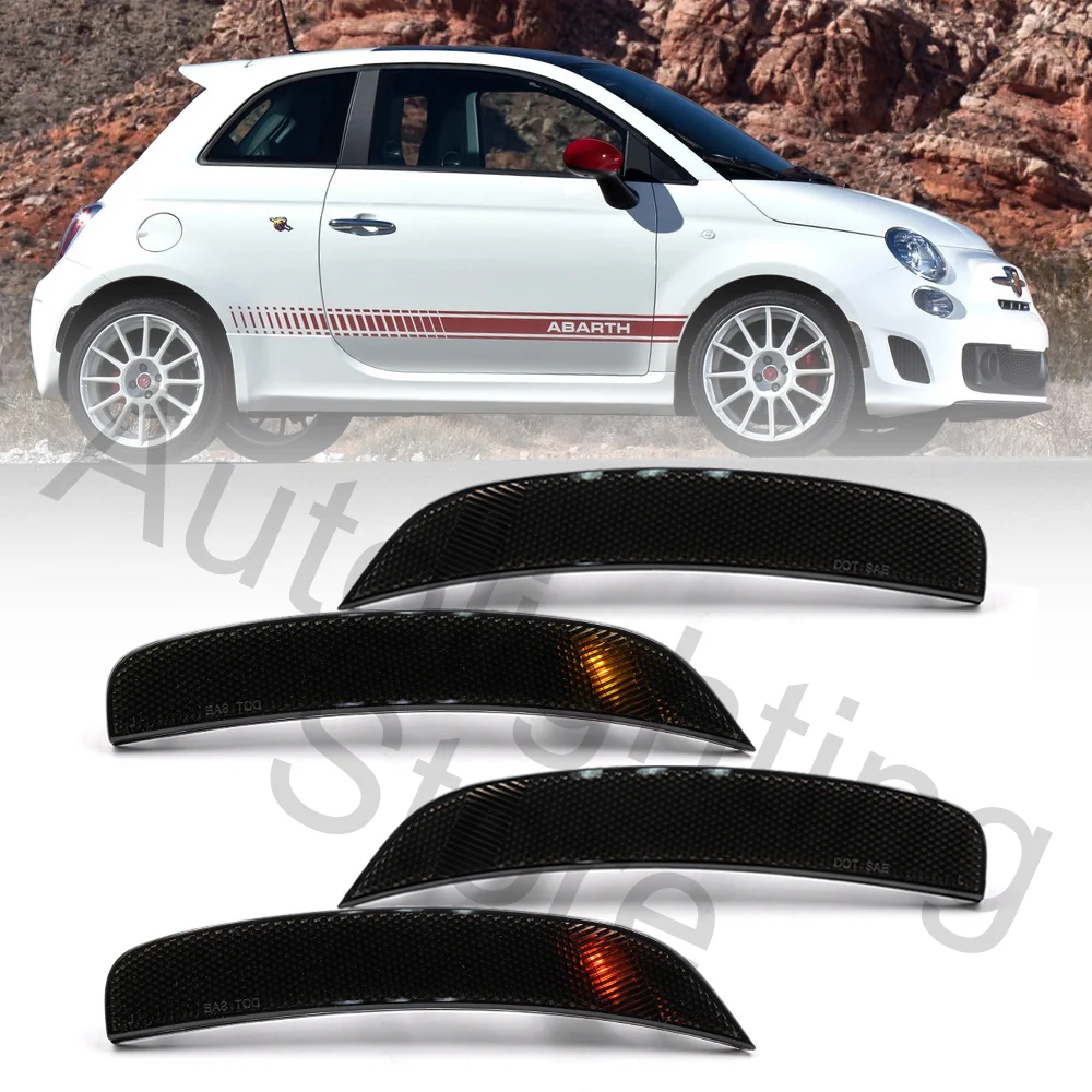 4PCS For Fiat 500 Abarth Turbo Front/Rear Led Side Marker Lights Fender Turn Signal Indicator 2012 2013 2014 2015 2016 2018 2020