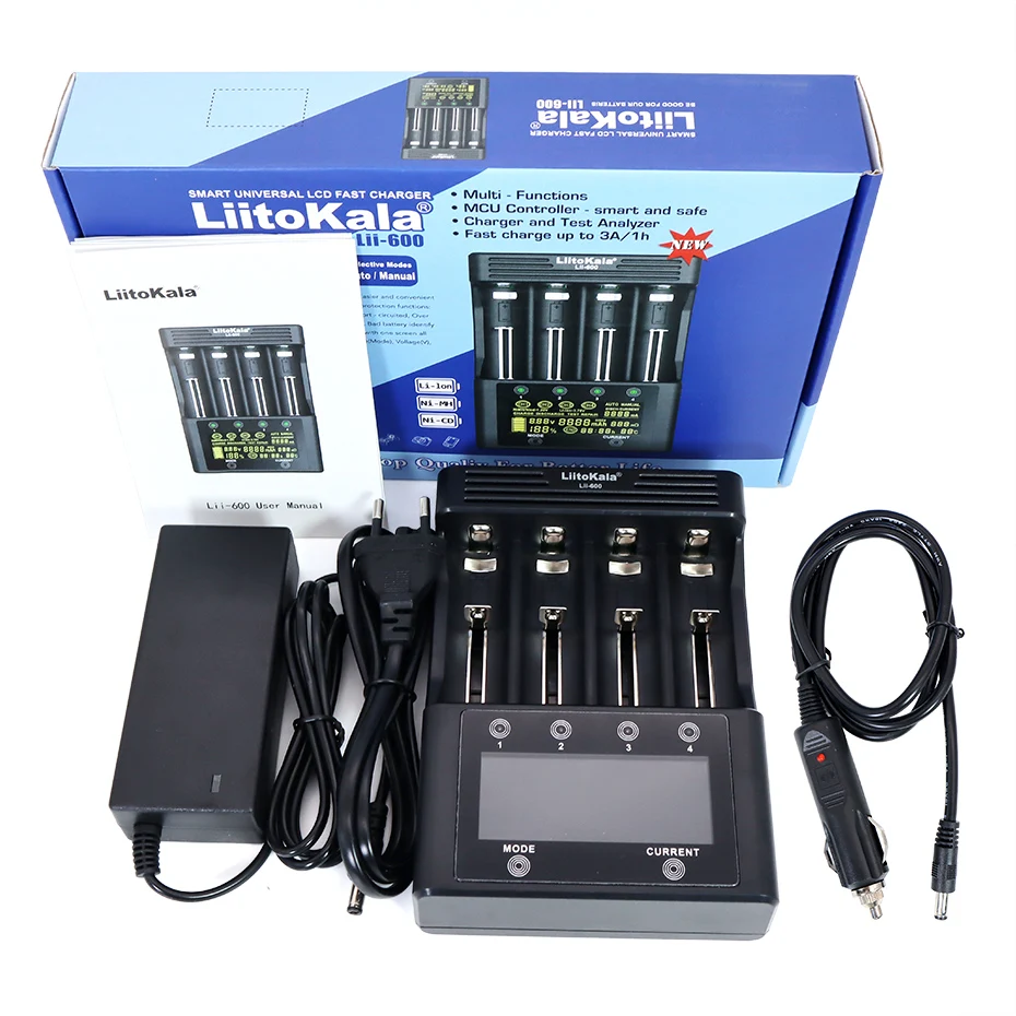 6 sztuk LiitoKala NCR18650B 3400mAh akumulatory z 1 sztuk Lii-600 ładowarka do 3.7V Li-ion 21700 26650 1.2V NiMH