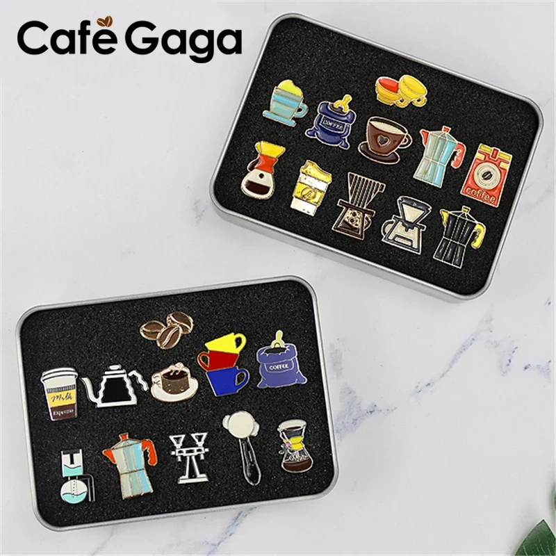 Coffee Brooch Barista Badge Cafe Decor Brooch Collar Corsage Shirt Bag Cap Jacket Pin Badge Fashion Gifts Accessories