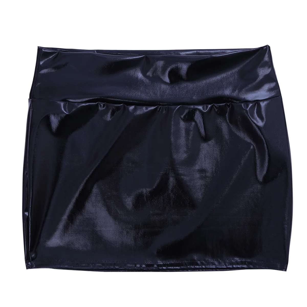 Women Sexy Shiny Patent Leather Wetlook Mini Skirt Pencil Skirts Low Waist Clubwear Partywear Performance Costume Streetwear