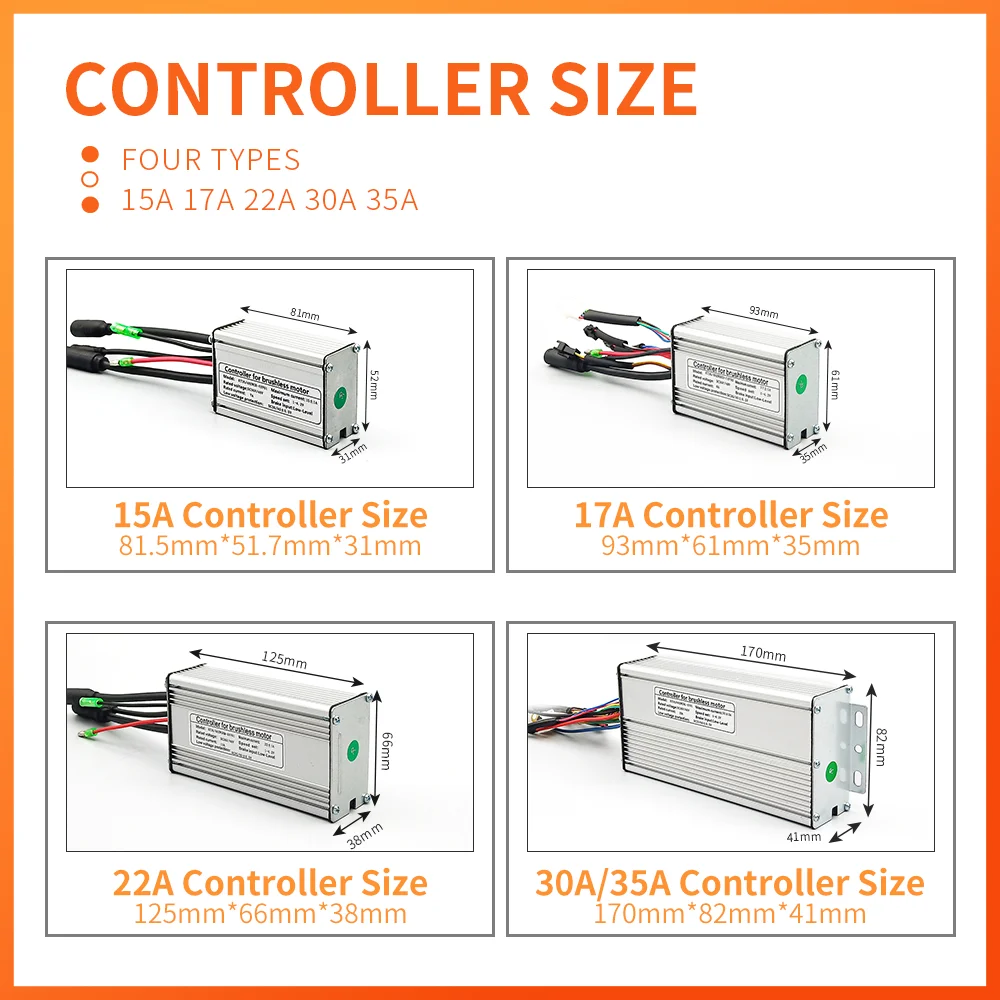 KT Ebike Controller 36V/48V/52V Voltage 250W 350W 500W 1000W 1500W  Electric Bicycle Controller Conversion Kit Accessories