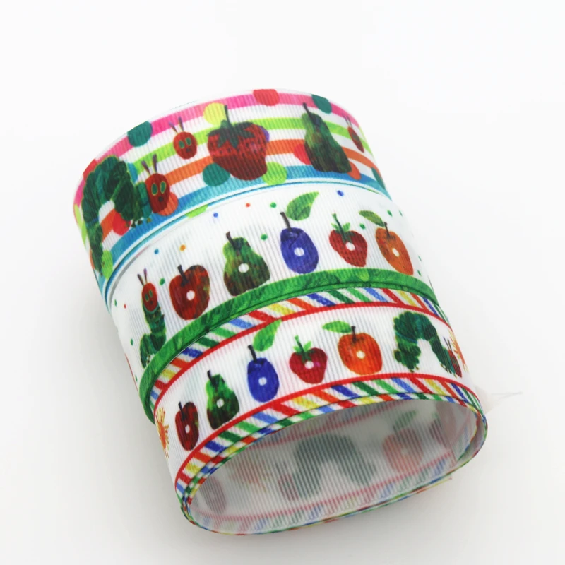 DUWES 50yards Hungry caterpillar Printed Grosgrain Ribbon Accessory Hairbow Headwear Decoration DIY Wholesale OEM D1463