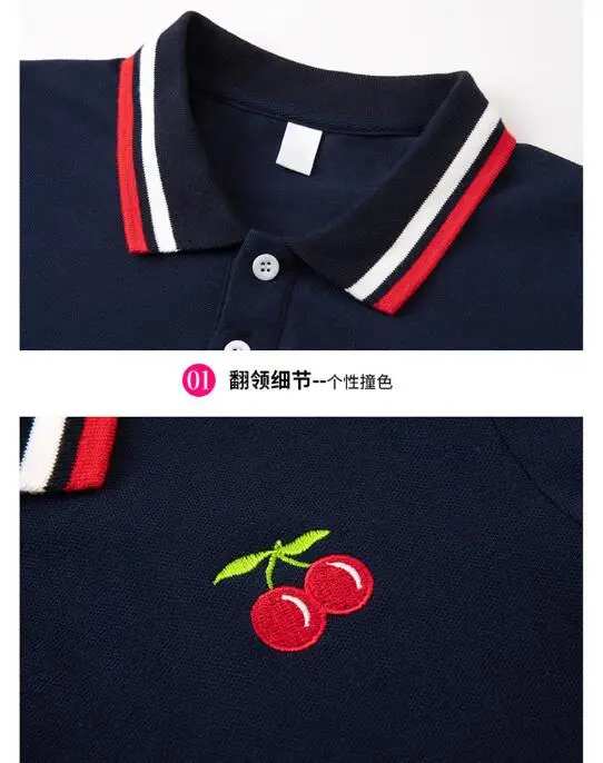 Family clothes polo t shirt matching clothes mother daughter dresses dad son family look cherry dark blue girls dress women