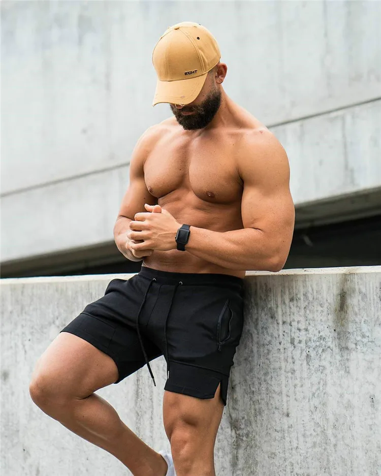 Men Casual Shorts Solid Color Straight Shorts Male Fitness Fashion Bodybuilding Shorts Brand Trend Menswear