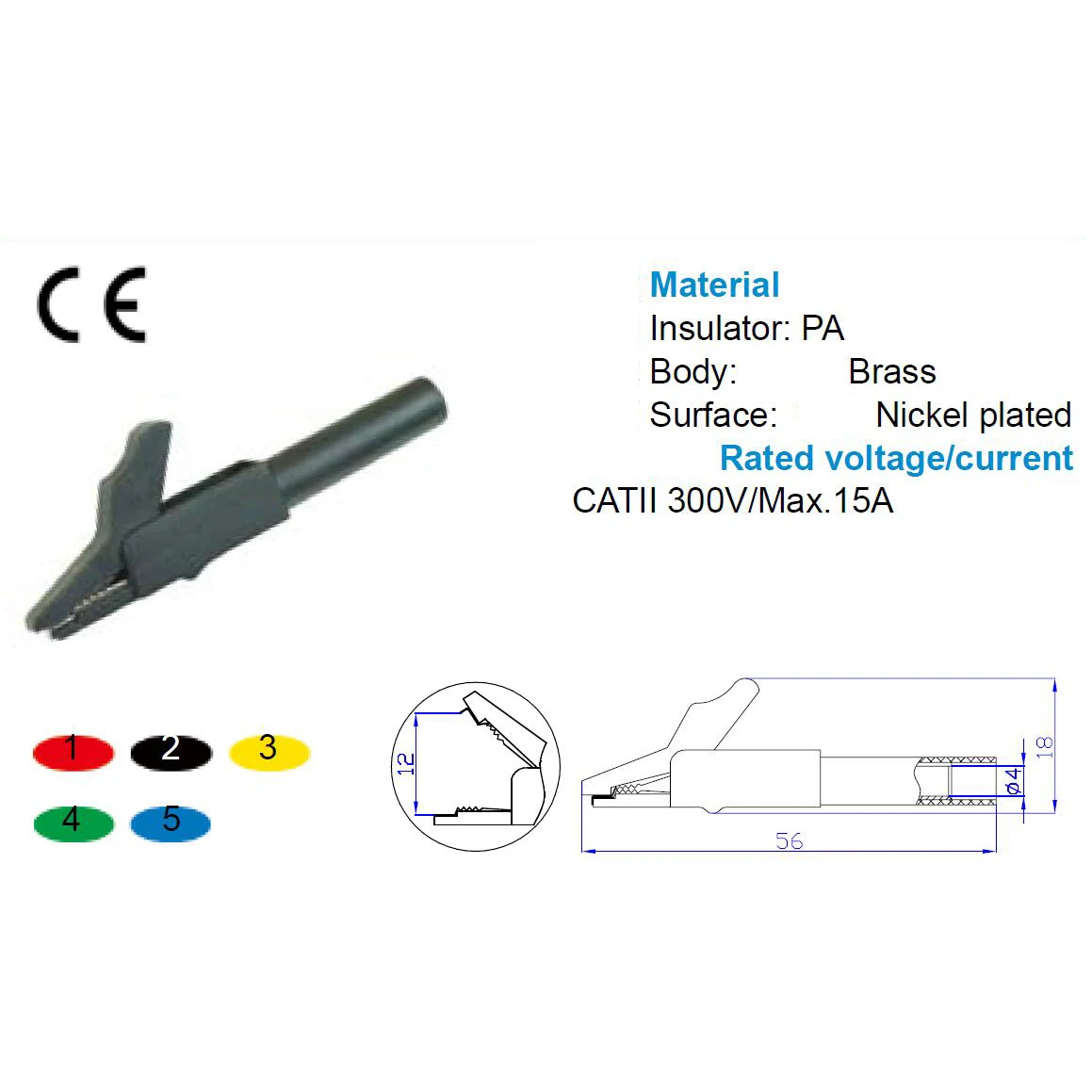 Conector de Cable de enchufe Banana de 4mm, pinzas de cocodrilo, pinzas de cocodrilo aisladas, adaptador de batería, multímetro, sonda de prueba