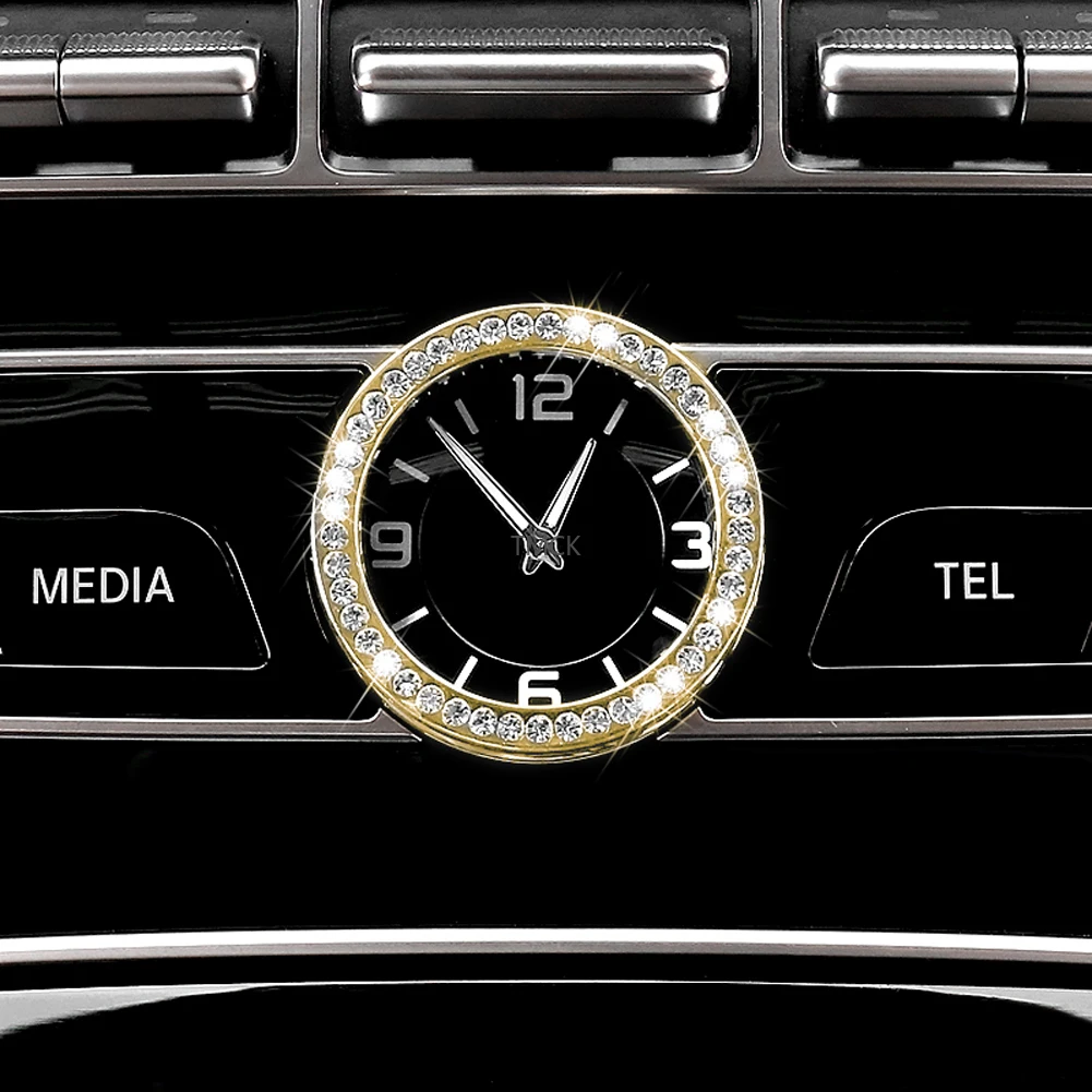 Car Center Console Clock Table Watch Ring Trim Diamond Cover Sticker Decal for Mercedes Benz C E S GLC Class W205 W213 W222 X253