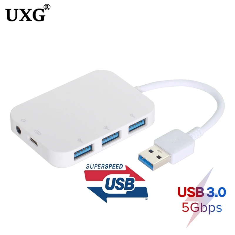 

5Gbps USB3.0 to 3 Ports HUB USB 2.0 Female & Audio 3.5mm & USB-C Power for Laptop Computer