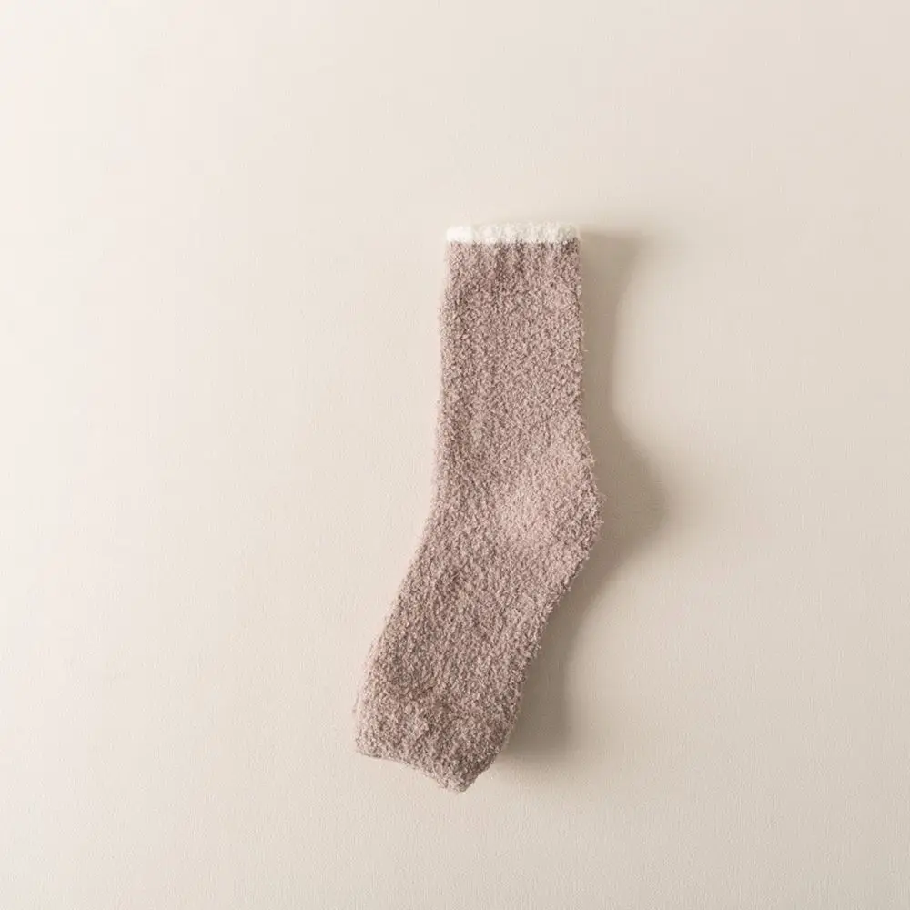 

Japanese Autumn Winter Keep Warm Leg Candy Color Girls Knee Protection Coral Fleece Socks Knitted Leg Warmers Women Hosiery