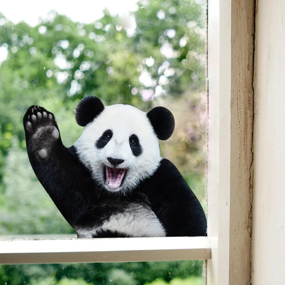 Cartoon Panda Say Hello Wall Stickers For Kids Baby Room Background Bedroom Decoration Wallpaper Home Decor Glass Window Decals