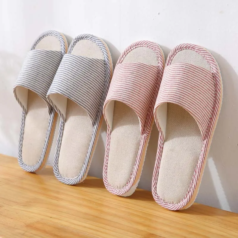 Home Slippers Flip Flops Flax Slippers Indoor Bedroom Women House Shoes Spring Autumn Ladies Footwear Unisex Lovers Flat Shoes