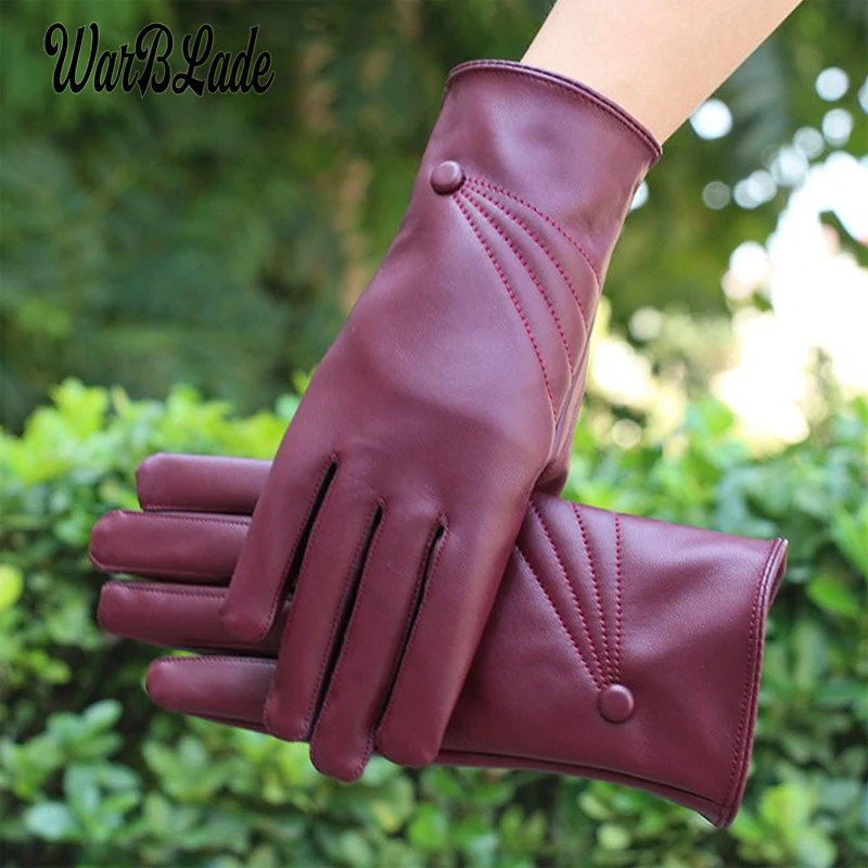 WarBLade 2021 New Hot Women Warm Thick Winter Gloves Leather Elegant Girls Brand Mittens Free Size With Rabbit Fur Female Gloves