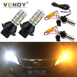 2x Canbus lampadina a doppia modalità indicatore di direzione a LED automatico + luce di marcia diurna lampada DRL WY21W W21W T20 PY21W BAU15S P21W BA15S per l'auto