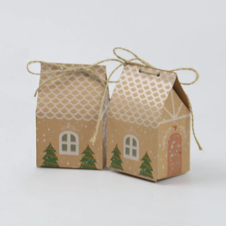 100 Pieces/lot Kraft Paper box gift of Christmas House Party Favor box Packing for Christmas Gift bags and Candy box decorations