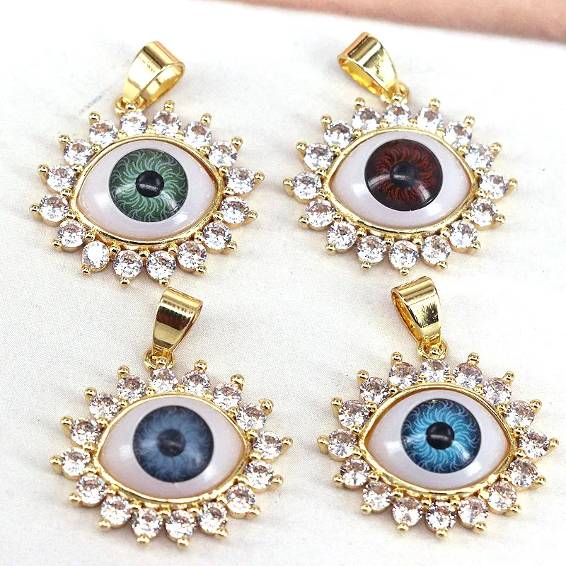 

10Pcs,Enamel Evil Eye Oval Shape Pendant, Gold Filled Cz Zircon Pave Eye Charm, Necklace Bracelet Charm Finding