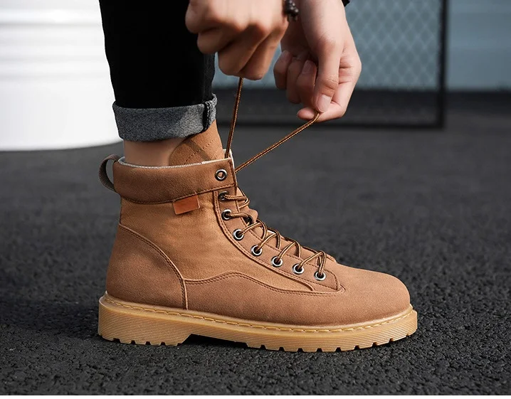 

2020Men Casual Leather Shoes Men Martins Leather Shoes Work Safety Shoes Winter Waterproof Ankle Botas