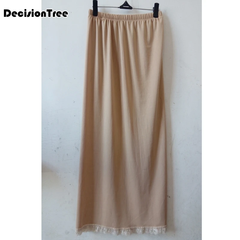 2023 Vrouwen Petticoat Onderrokken Satin Trim Maxi Kant Lange Zwarte Half Slip Onderrok Rok Slips Jupon Dentelle