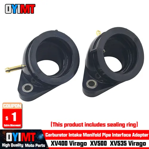 Adaptador de interfaz de tubo de colector de admisión de carburador para Yamaha XV400 XV 400 Virago 91-94 XV535 XV 535 88-01 XV500 XV 500 1992-1998