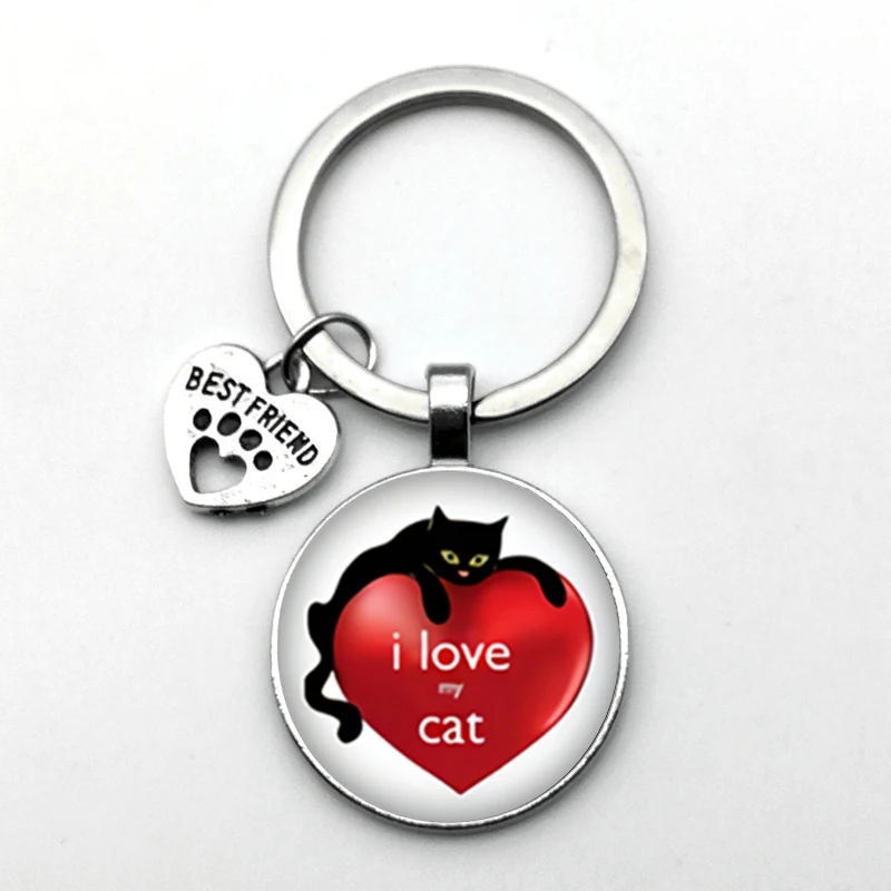 Very Cute Pet Cat Keychain Cat Paw Footprint Pattern Keychain BEST FRIEND Pendant Keychain Favorite Cat Essential Keychain