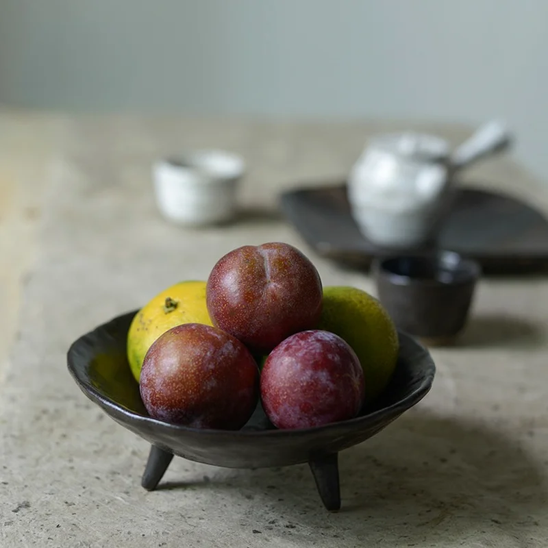 Creative Triangle Fruit Plate Tableware Stoneware Plate Kitchen Large Snack Plate Storage Tray Japanese Sushi Dipping Plate