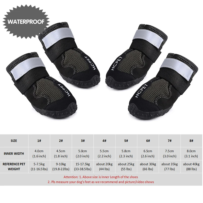 4 Stks/set Hond Schoenen Voor Medium Grote Honden Waterdichte Regen Sneeuw Hond Laarzen Duurzaam Ademend Outdoor Training Wandelen Hond schoenen