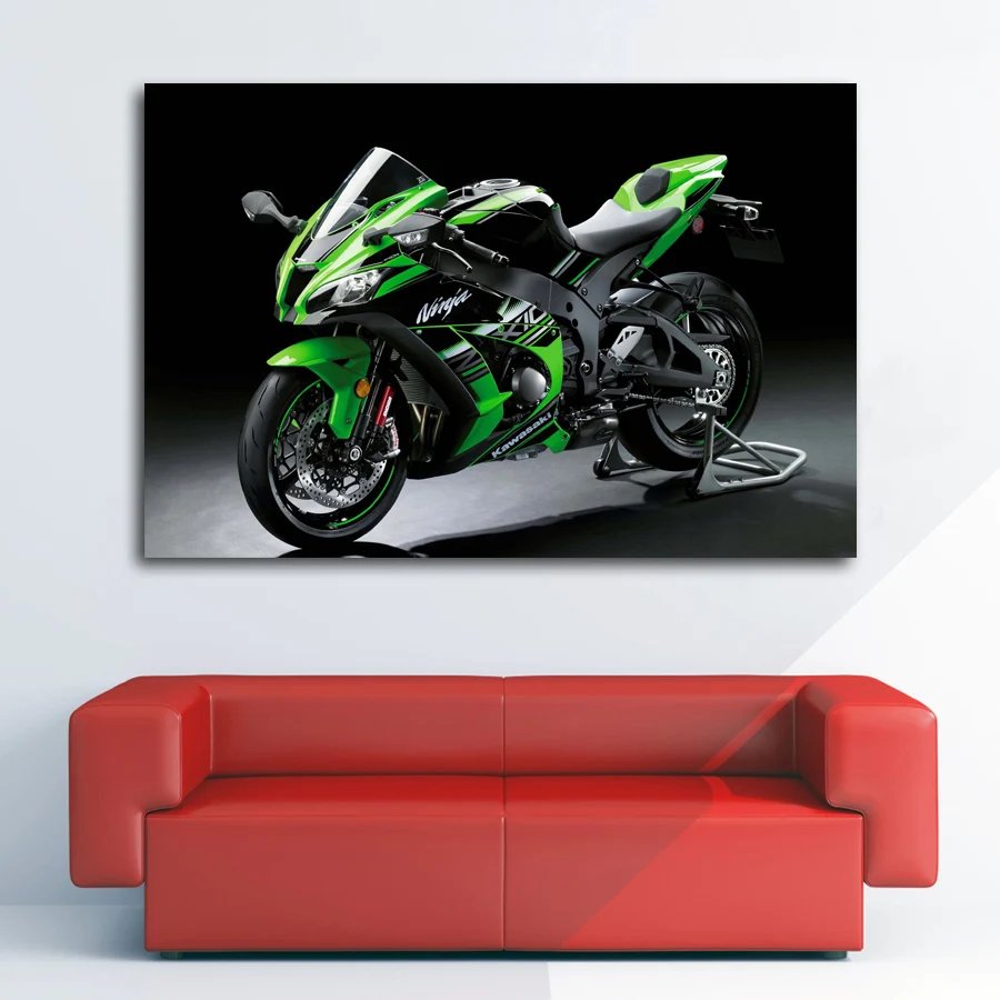 Kawasaki Ninja Green Motorcycle Superbike Cuadros HD Decorative Posters Wall Art Pictures Canvas Paintings Bedroom Home Decor