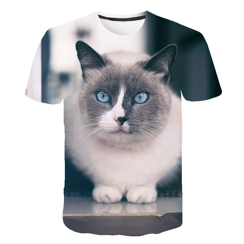 Summer Funny Animal Cat T-shirt men Summer Fashion Personality Hip Hop Print t-shirt Trend Casual Interesting graphic t shirts