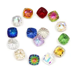 10pcs/Bag 8mm/10mm Fat Square Shape Pointback Glass Strass Crystal Rhinestones Diy Nail Art/Clothing/Jewelry Accessories