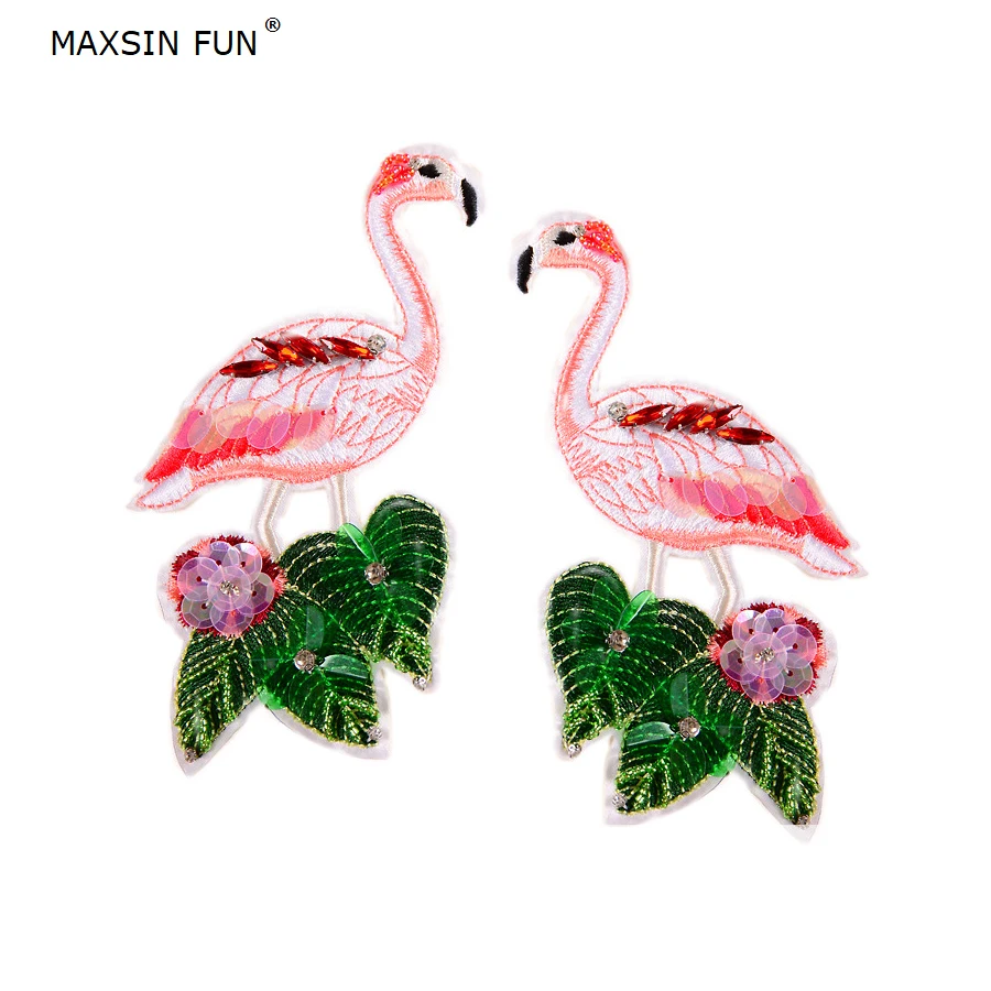 

Maxsin Fun-Hand Drilled Flamingo Cloth Stickers, Sew Sequins, Diamond Embroidery Paste, Pink Iron On Clothing Patch, 1 Pc