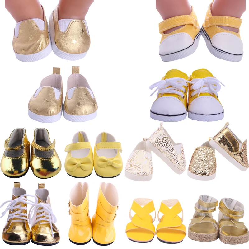 Doll Shoes Accessories yellow Series Fit 18 Inch American And 43 Cm New Born Baby Generation Birthday Girl's Russia DIY Toy Gift