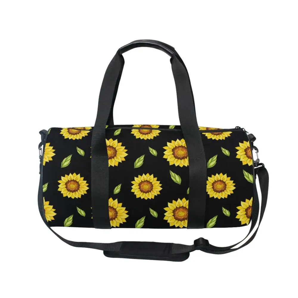 ALAZA New Gym Travel Bag Sport Outdoor Bags Sunflower Print Canvas Women Large Pocket Casual Tote Handbag Shoulder Bag For Women