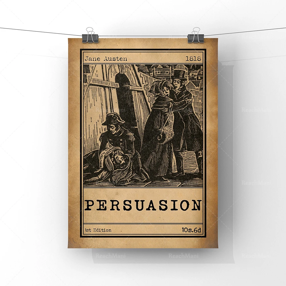 Persuasion Book Cover Art Illustration Poster | Jane Austen Classic Novel Book Advertising Print | Unframed Romantic Literary