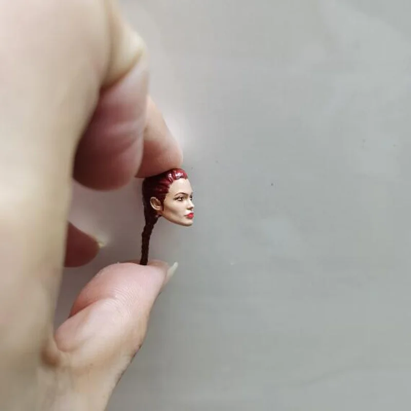 Painted 1/18 Scale Angelina Jolie Head Sculpt Fit 3.75