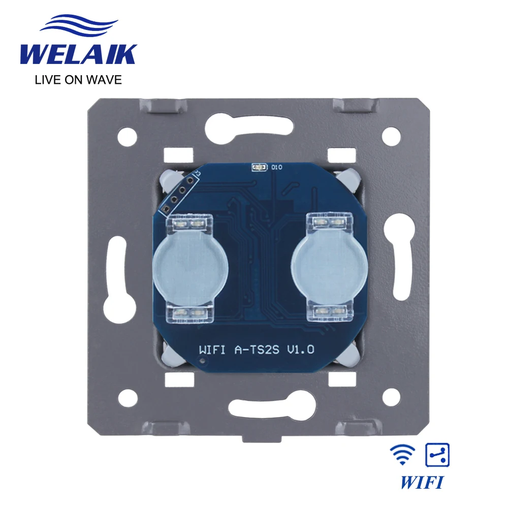 WELAIK UE Tuya WIFI Cruz 2Gang 2Way Escadas Interruptor De Toque De Parede Alexa Google Aisle Através Interruptor De Parede De Luz Intermediária