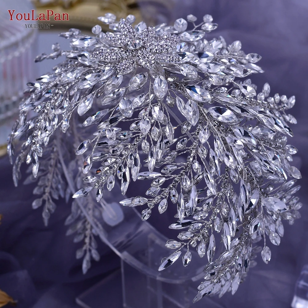 YouLaPan HP420 Luxury Bridal Tiara Wedding Headband Rhinestone Wedding Hair Accessories Handmade Bride Headpiece Head Jewelry