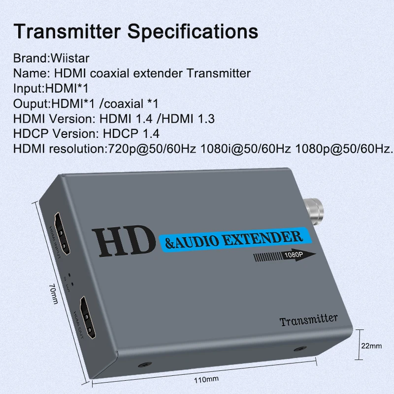 Imagem -04 - Extensor de Cabo Hdmi Kit Coaxial de Transmissão para Câmeras de Segurança com Saída Hdmi Par de