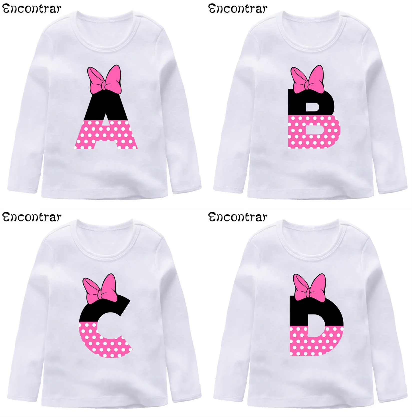 

Baby Girls Cute Pink Mouse A-Z Letters Alphabet Print T shirt Funny Kids Clothes Boys Tops Children Long Sleeve T-shirts,LKP2466