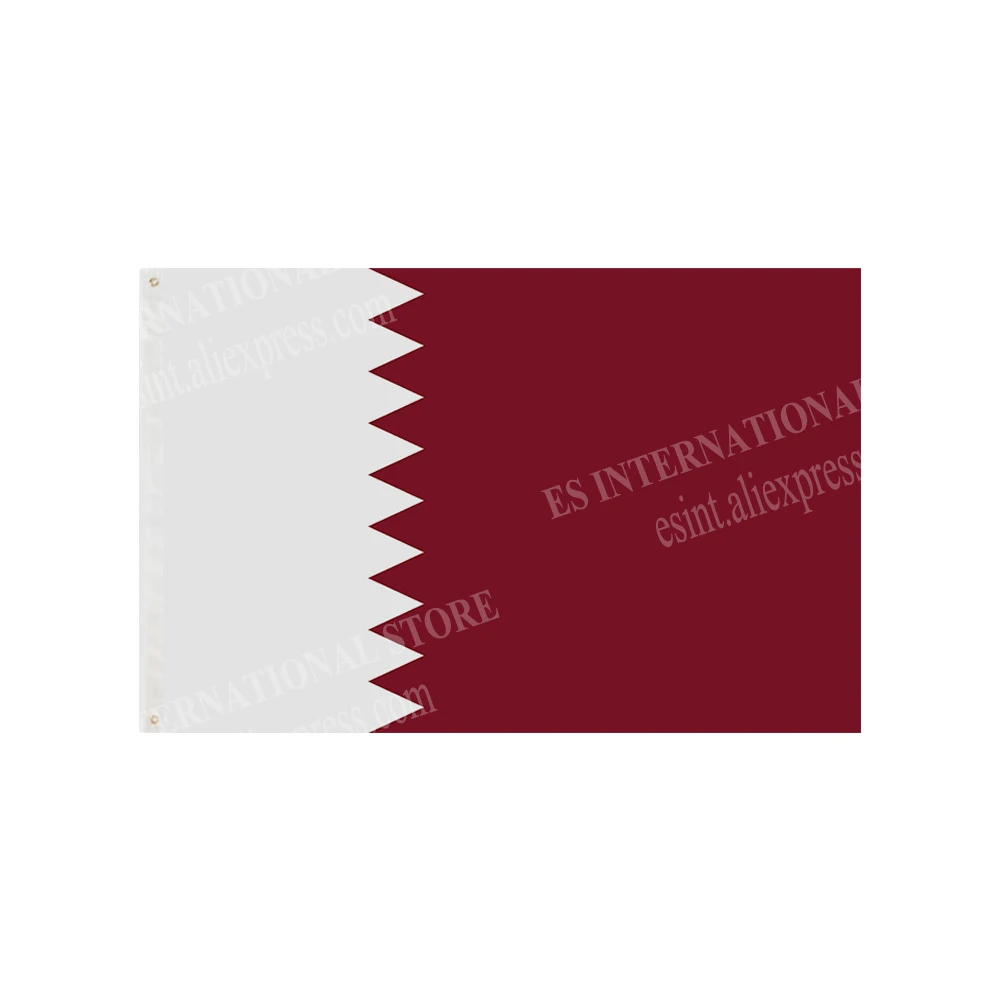 Qatar Flag Graphic Custom Printed Hanging Banner Design Outdoor Decoration Sport Polyester Shaft Cover Grommets 3X5FT 90X150CM